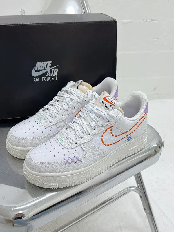 Nike Women's Air Force 1 '07 SE Shoes White/Sail/Green Glow/Safety Orange Sail DX2348 100