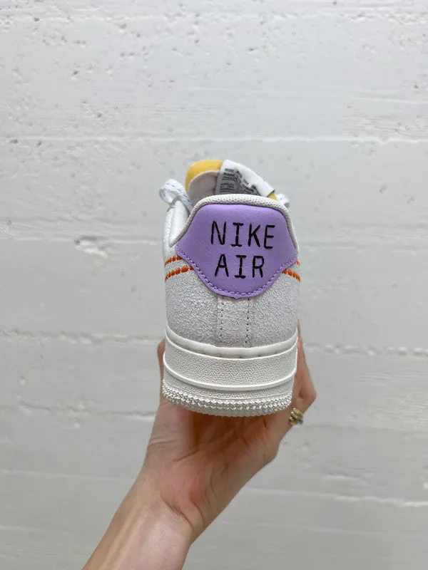 Nike Women's Air Force 1 '07 SE Shoes White/Sail/Green Glow/Safety Orange Sail DX2348 100