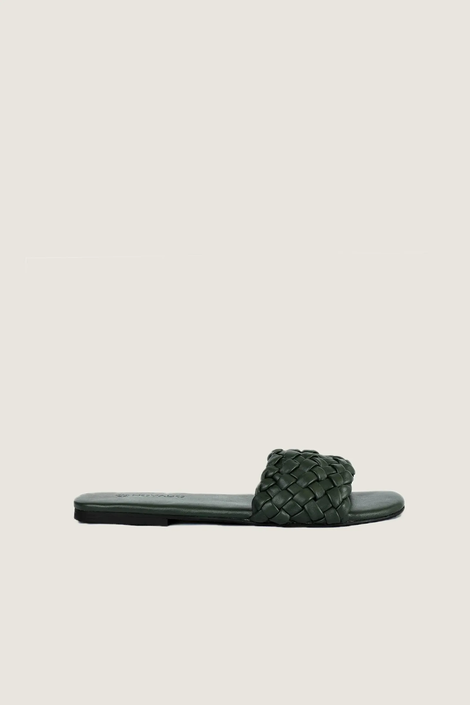 Novado - Leather Sandal with Woven Design - Green