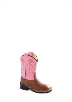 Old West Pink Toddler Girls Square Toe Cowboy Western Boots