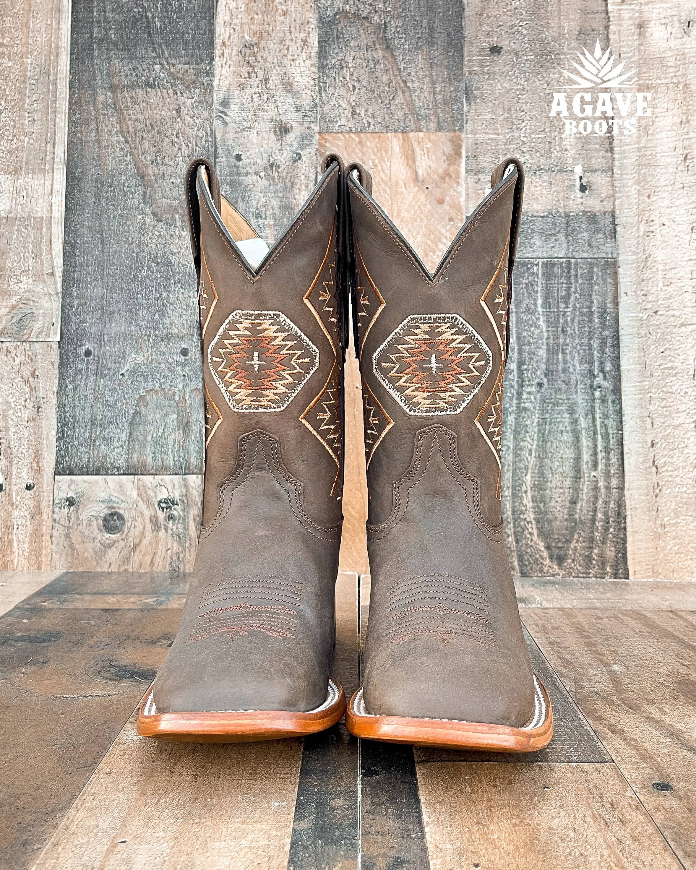 "AZTEC" BROWN | WOMEN SQUARE TOE BOOTS