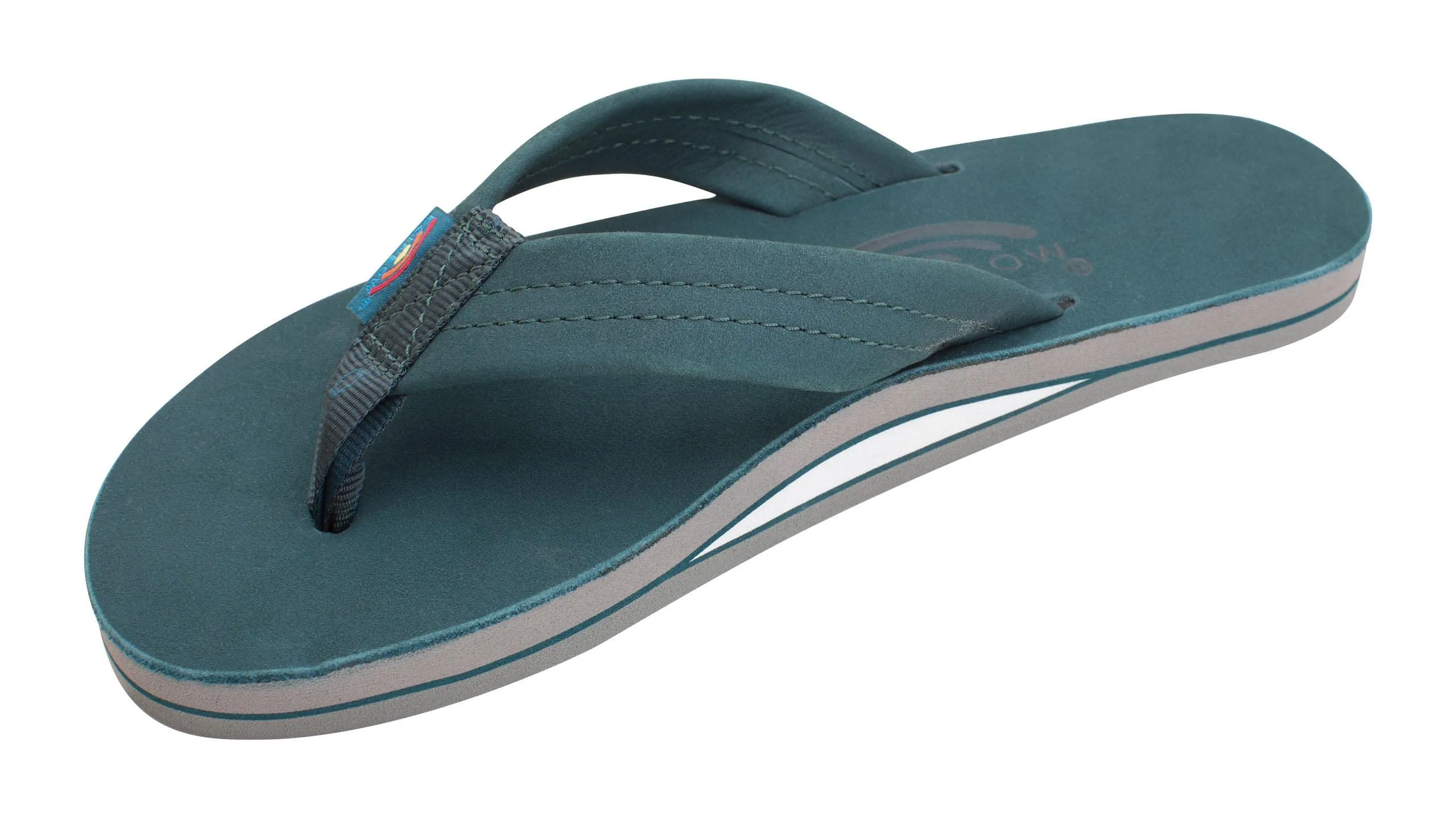 Rainbow Sandals Women's Single Layer Premier Leather Sandal, Turquoise/Grey