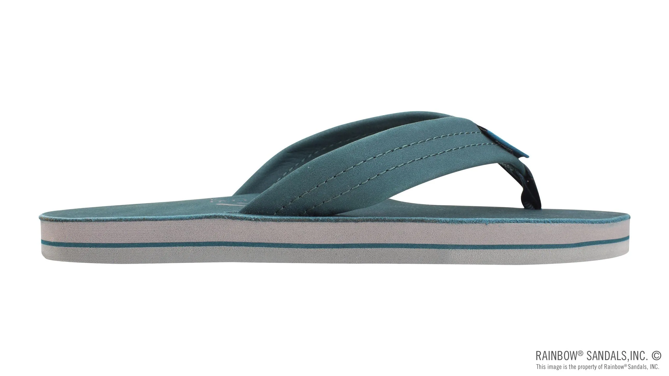 Rainbow Sandals Women's Single Layer Premier Leather Sandal, Turquoise/Grey