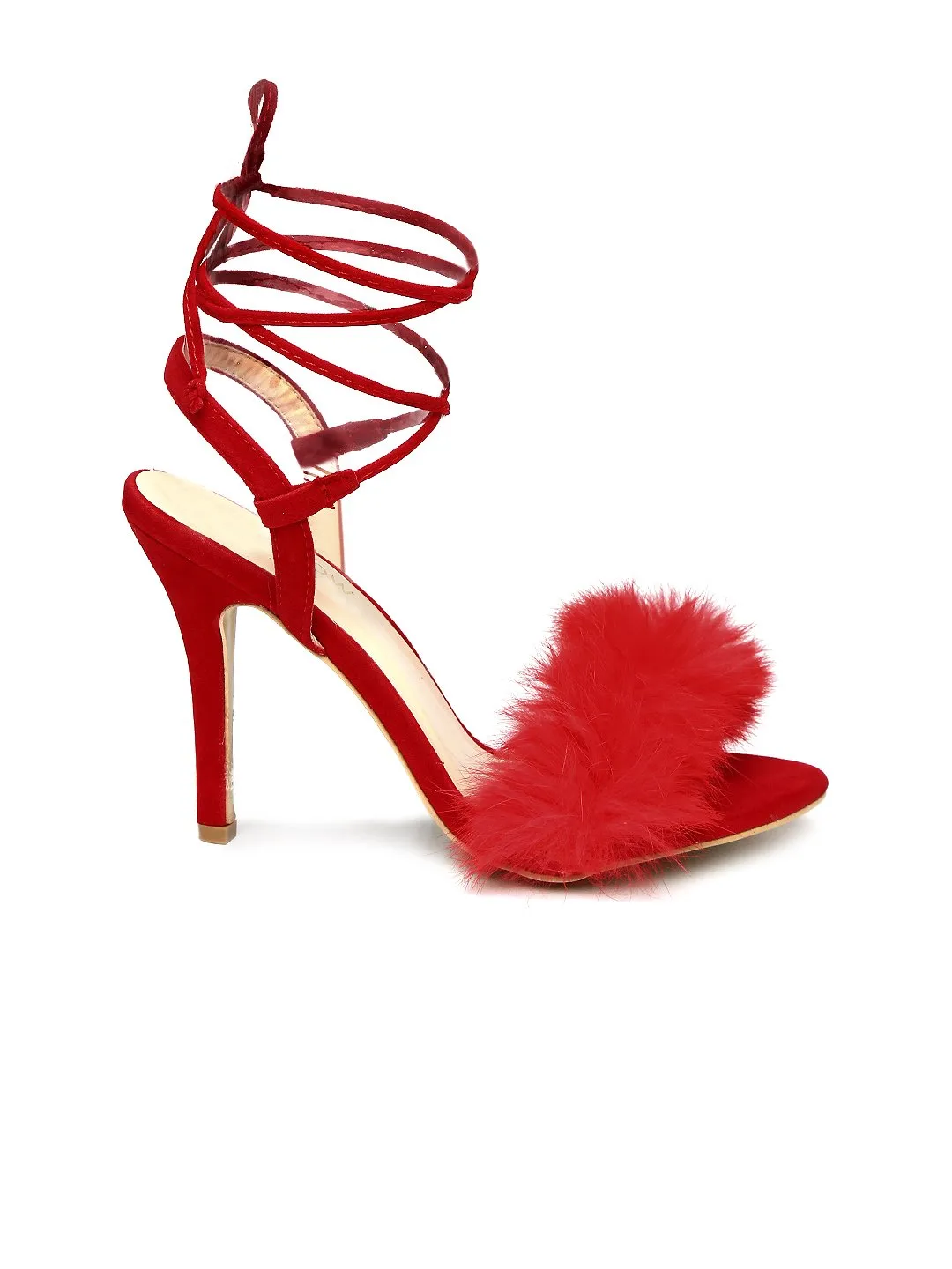 Red Fur Finesse Kitten Heel