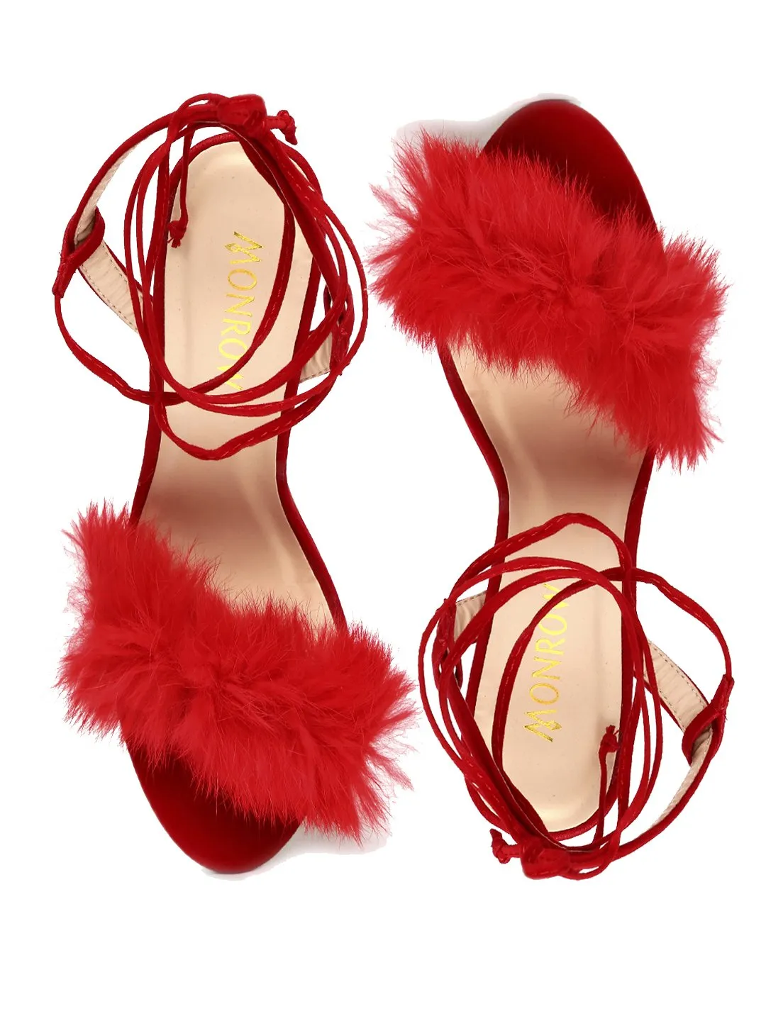 Red Fur Finesse Kitten Heel