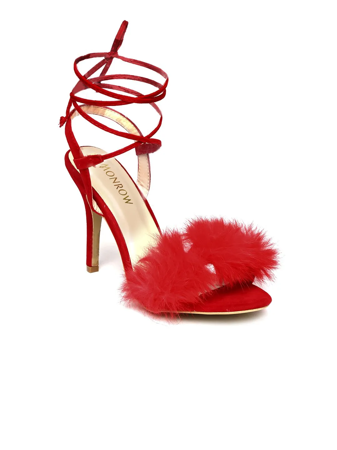 Red Fur Finesse Kitten Heel