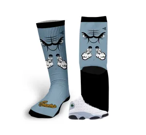 Retro 13 Blue Grey Raging Face Socks