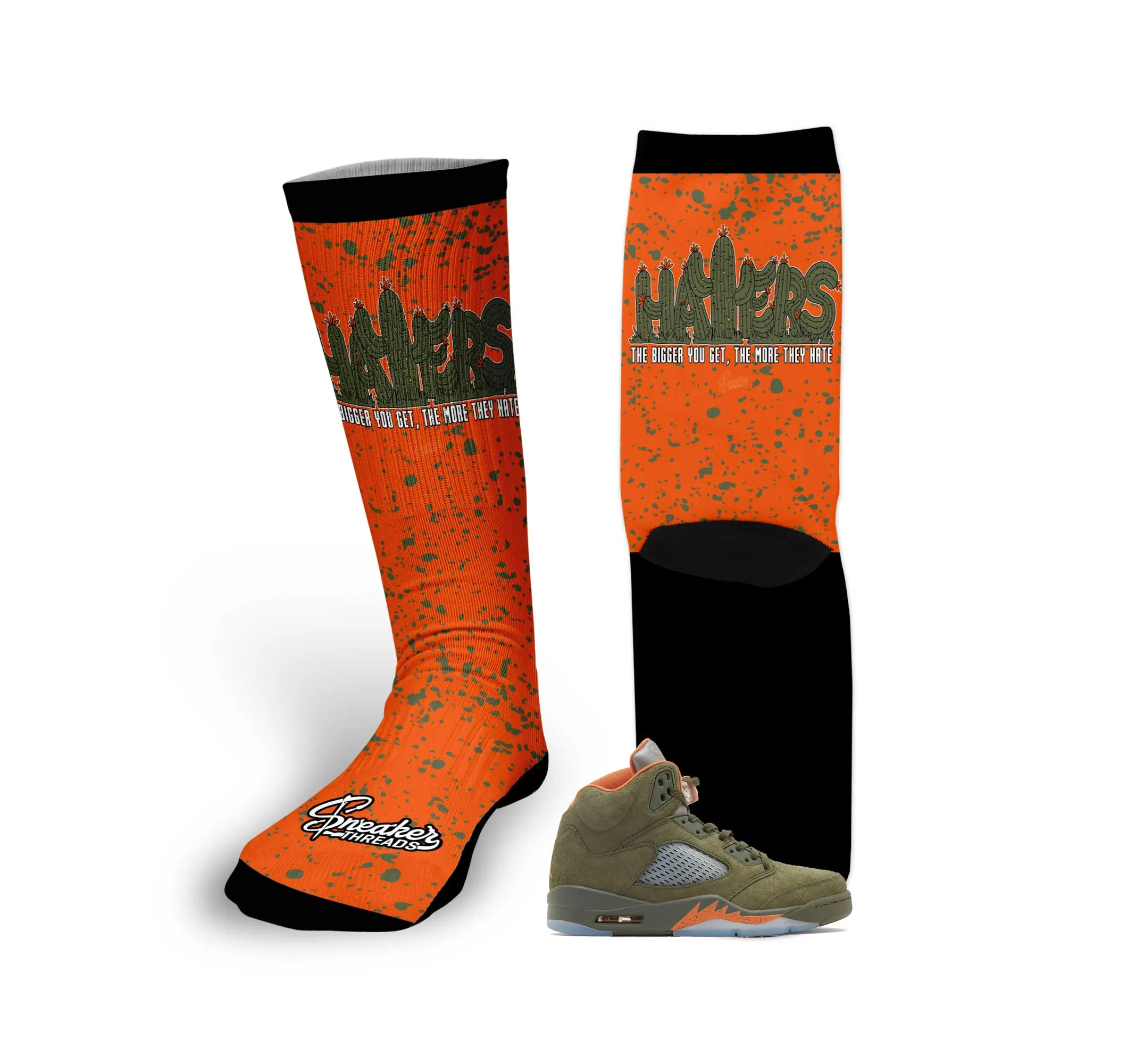 Retro 5 Olive Haters Socks