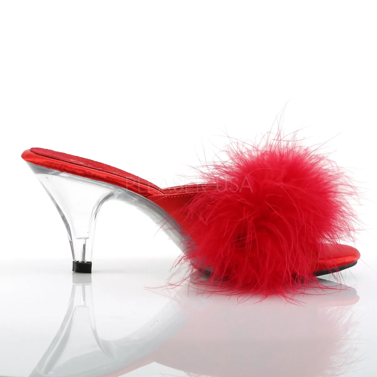 Sexy Marabou Red/Clear Slippers