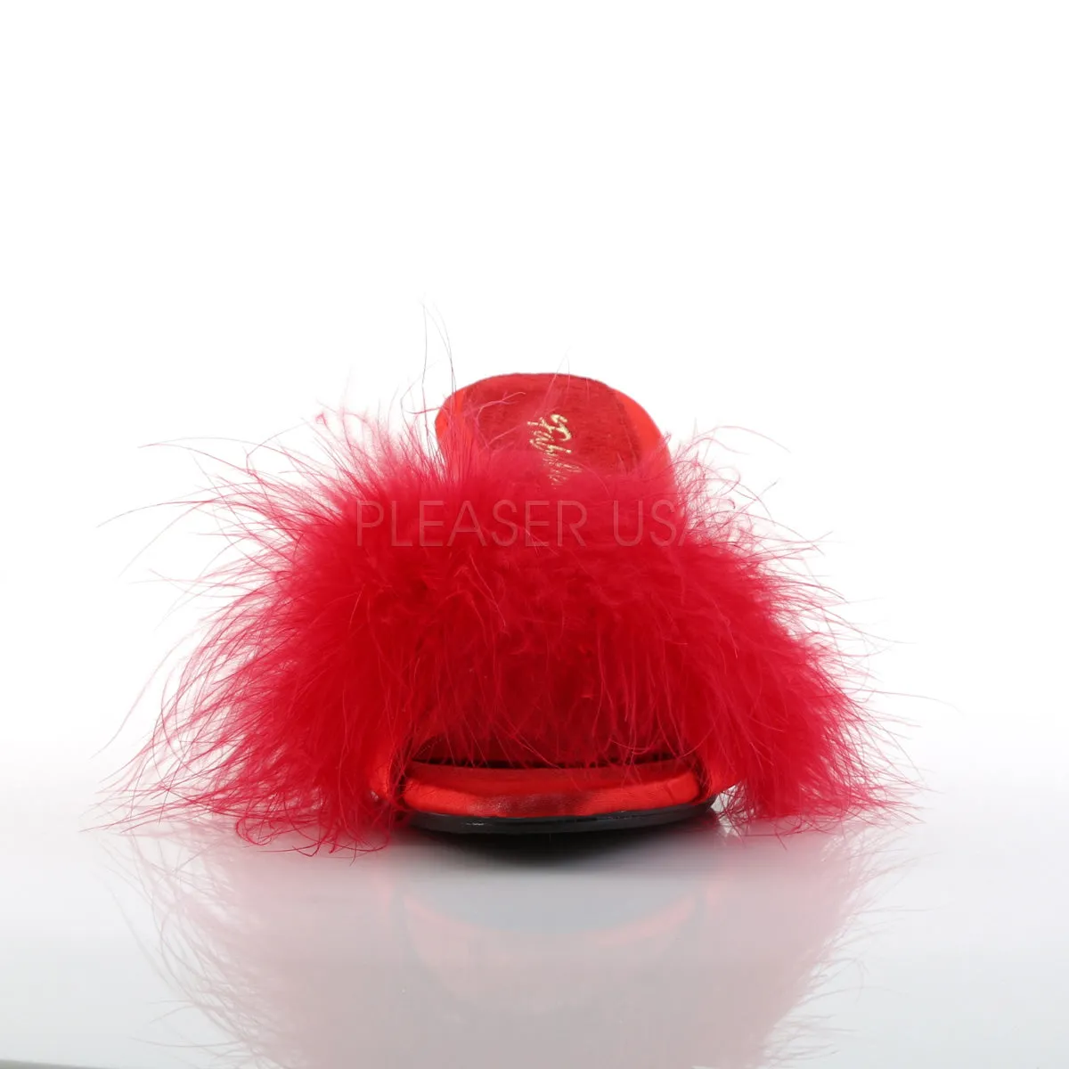 Sexy Marabou Red/Clear Slippers