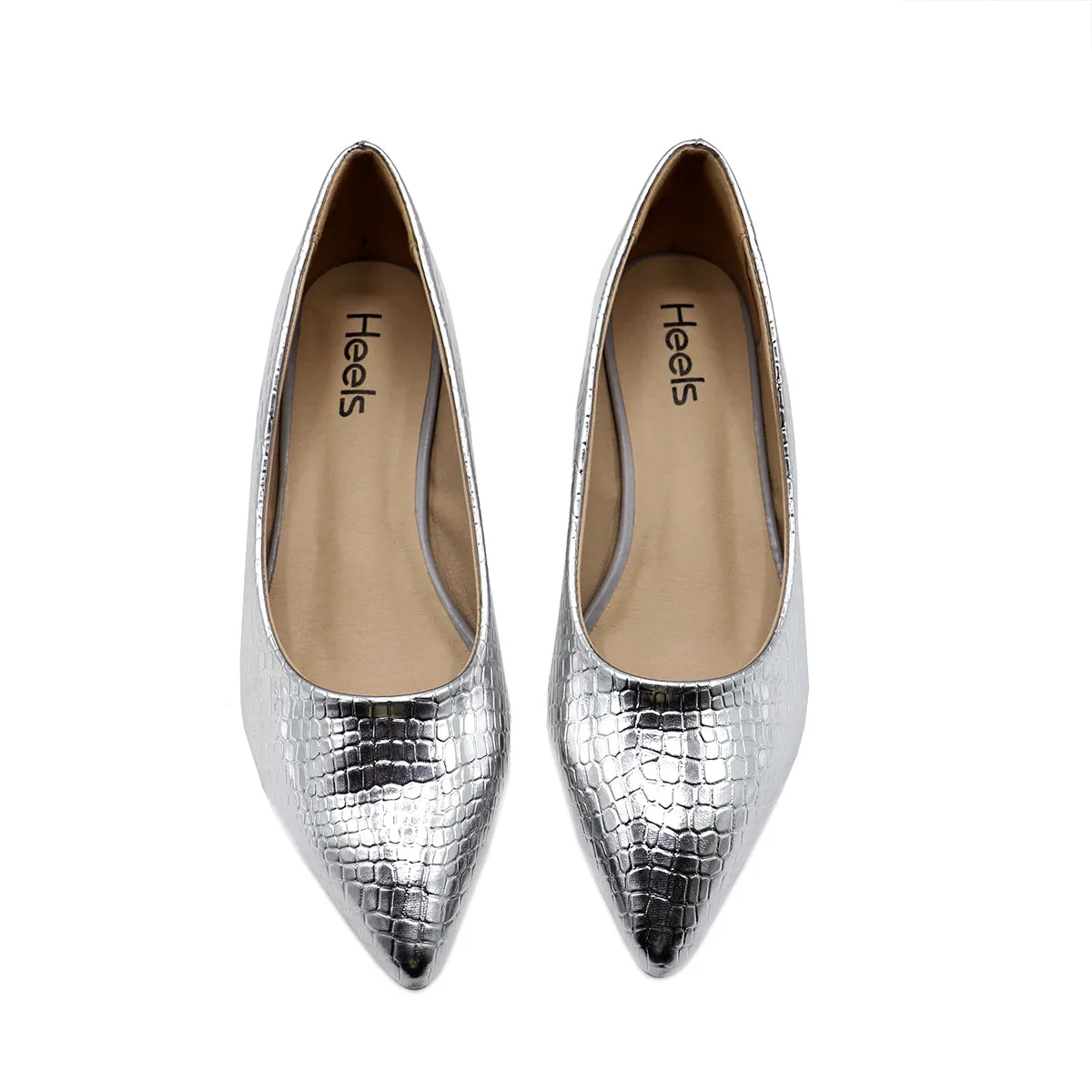 Silver Fancy Court Shoes 087118