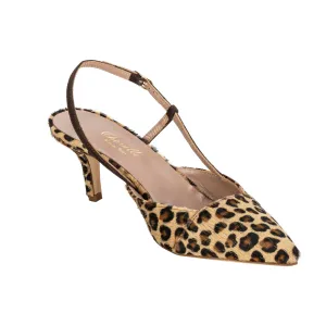 Silvia Kitten Heel Slingback - Leopard Pony