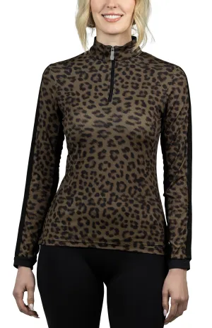 Slim Fit, Olive Animal Print Long Sleeve with Stripe Trim All-Over - Final Sale