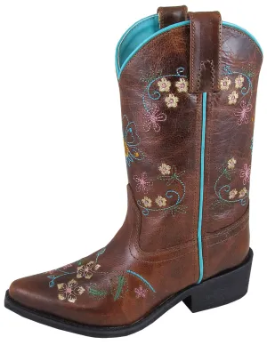 Smoky Mountain Youth Girls Florence Brown Leather Cowboy Boots