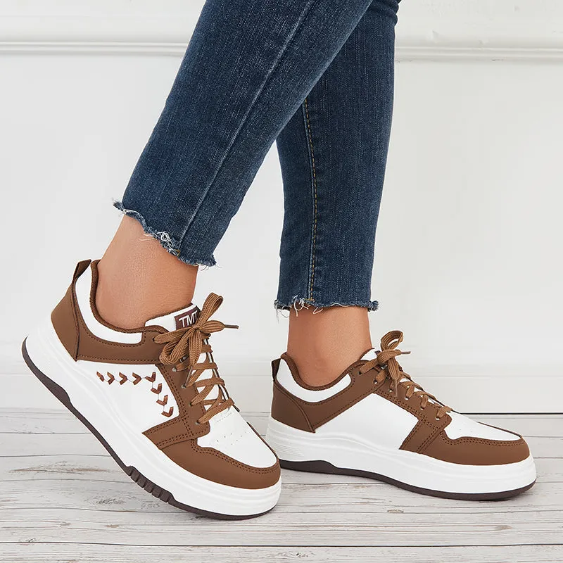 Sohiwoo  sneaker Lace Up Platform Sneakers Casual Round Toe Walking Shoes