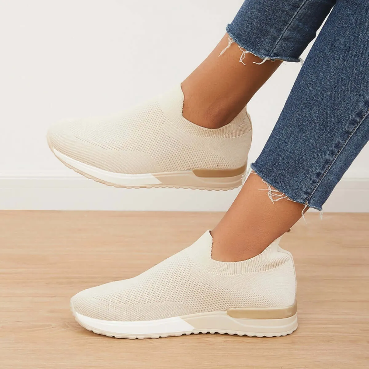 Sohiwoo  Women Breathable Mesh Knit Sneakers Casual Daily  Comfy Shoes