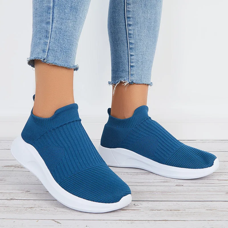 Sohiwoo  Women Knit High Top Sock Sneakers Lightweight Woven Walking Shoes