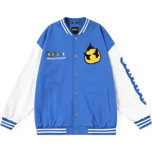 Sports Style Contrast Color Baseball Collar Jacket