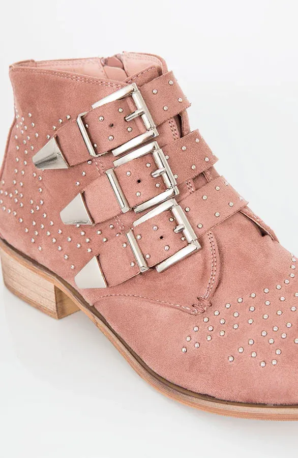 Studs Suede Blush Boots