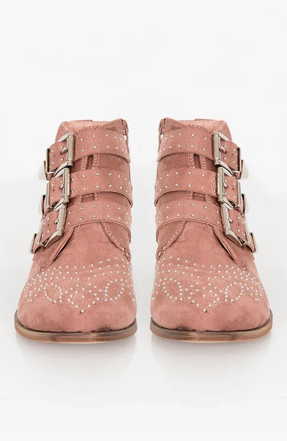 Studs Suede Blush Boots