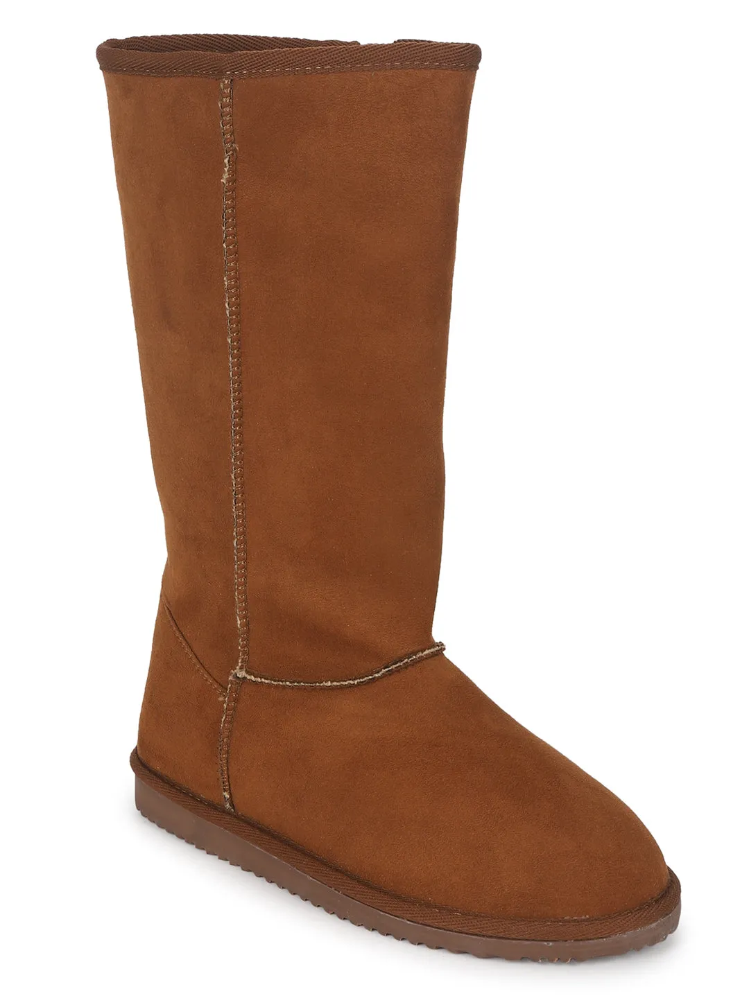 Tan Micro Flat Snow Long Boots (TC-ST-1151-TANMIC)