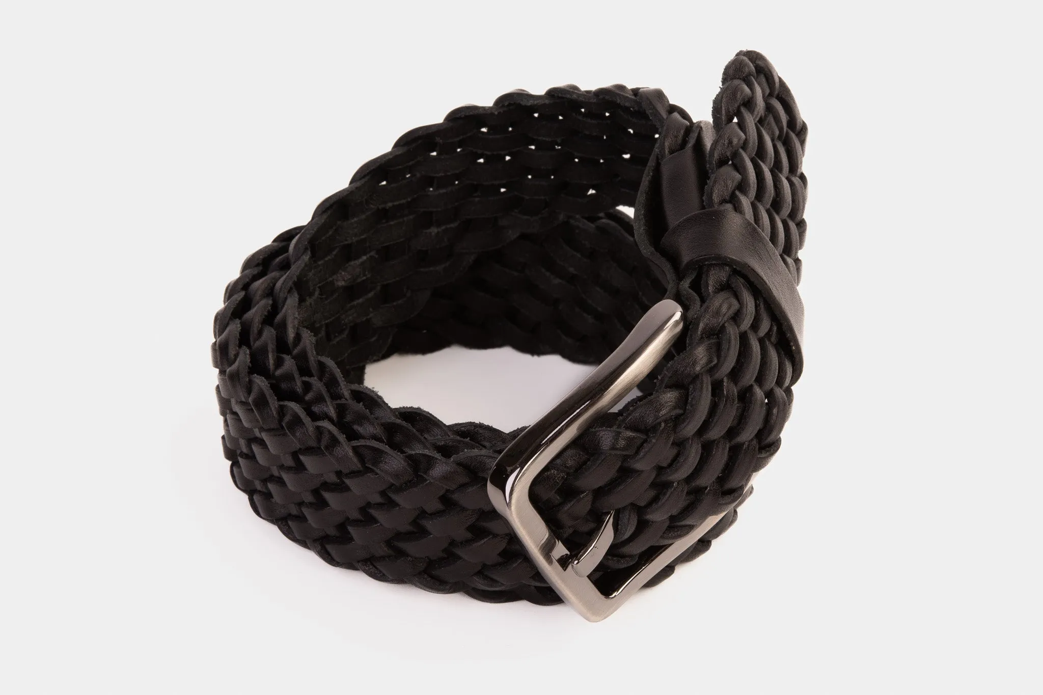 The Mclean Woven Black Color Leather Belt