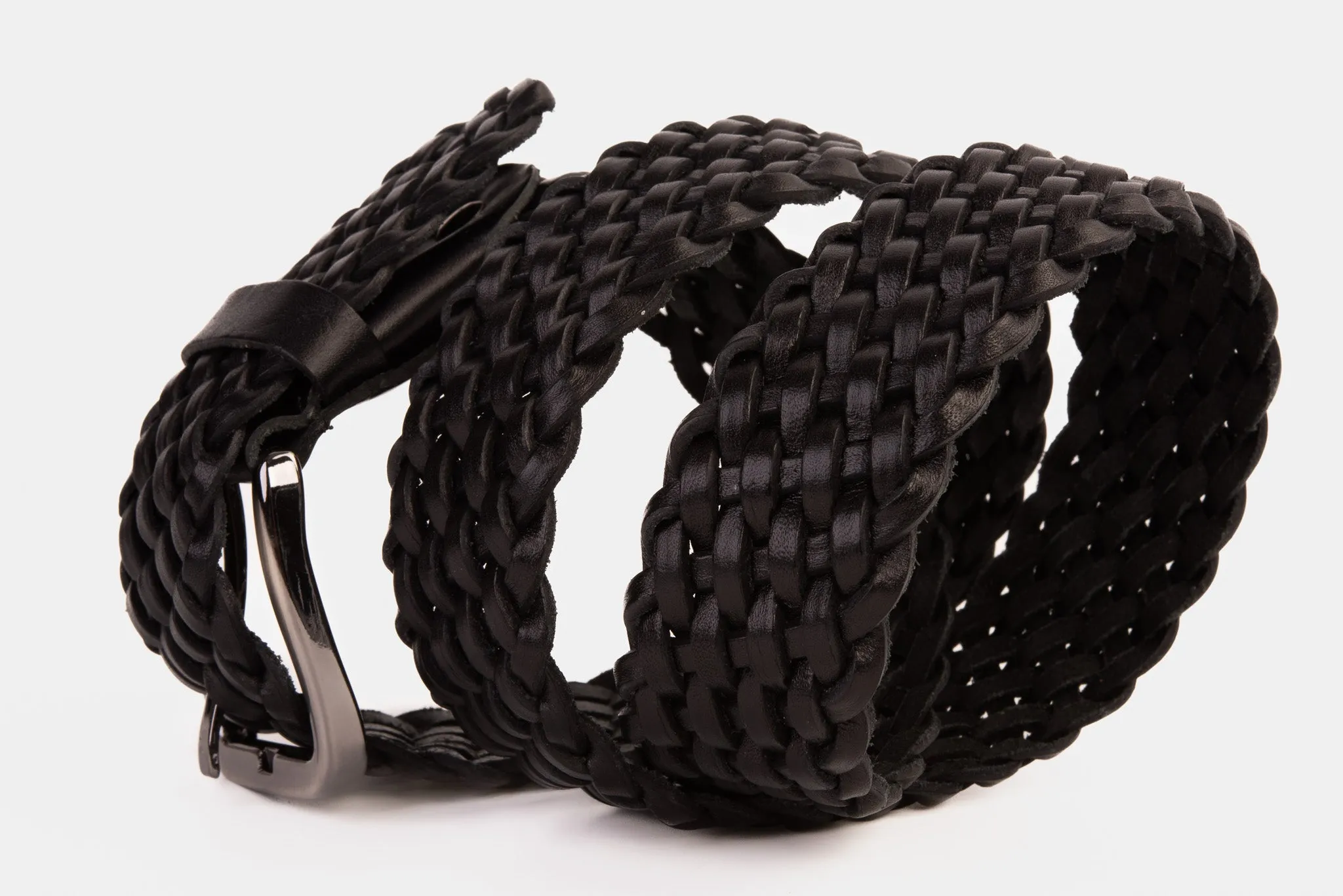 The Mclean Woven Black Color Leather Belt