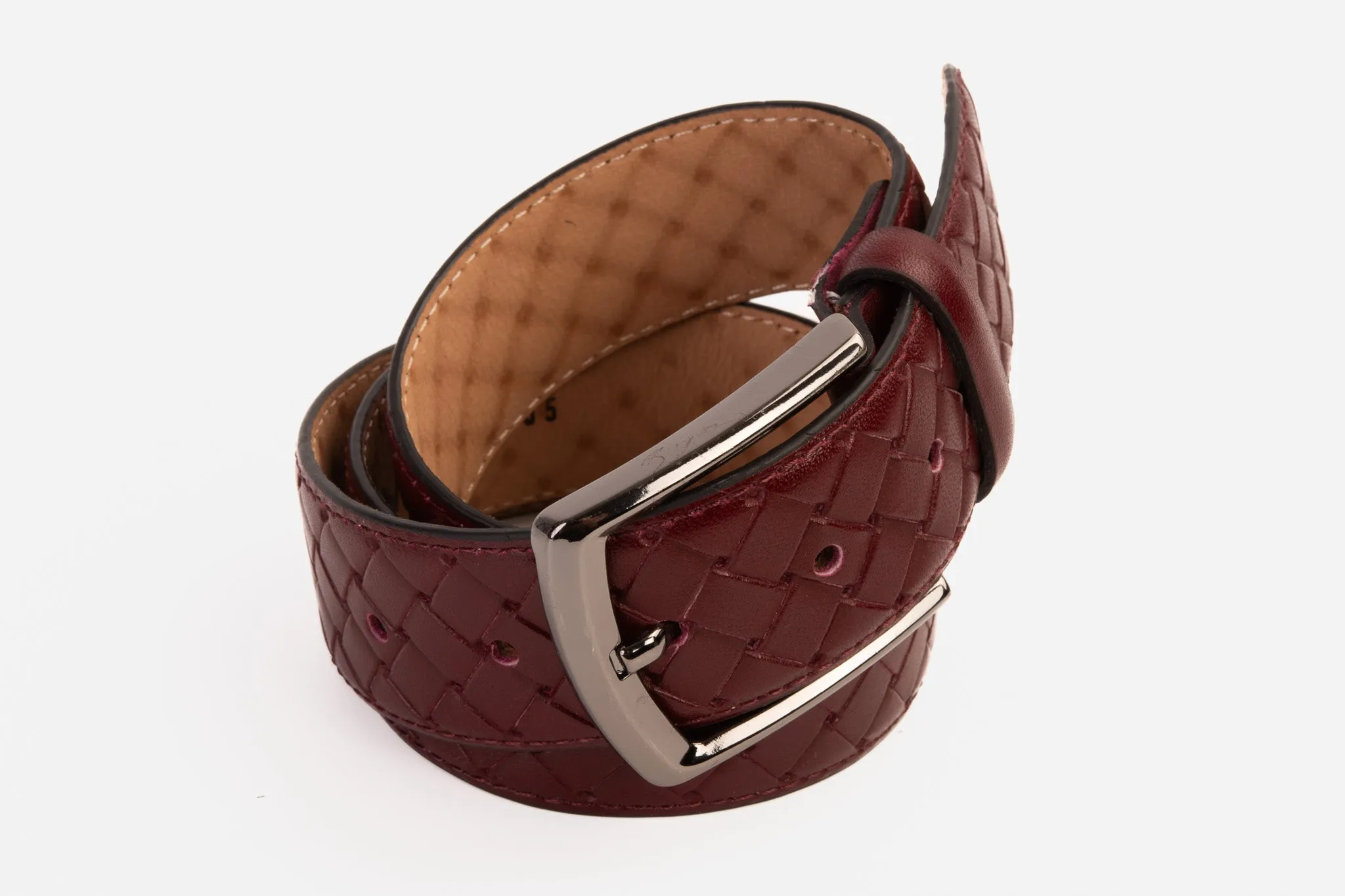 The Turan Burgundy Woven Leather Belt