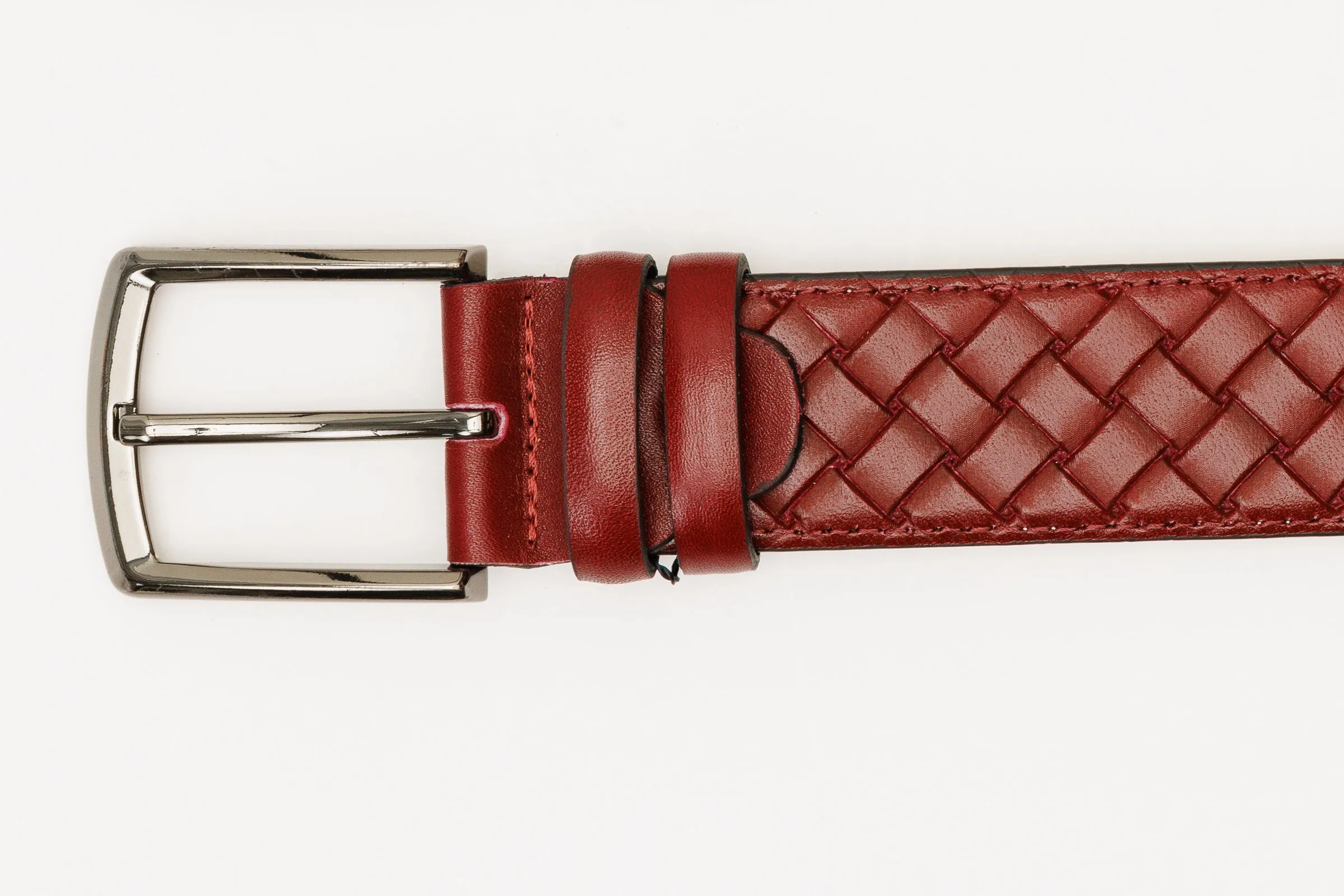 The Turan Burgundy Woven Leather Belt