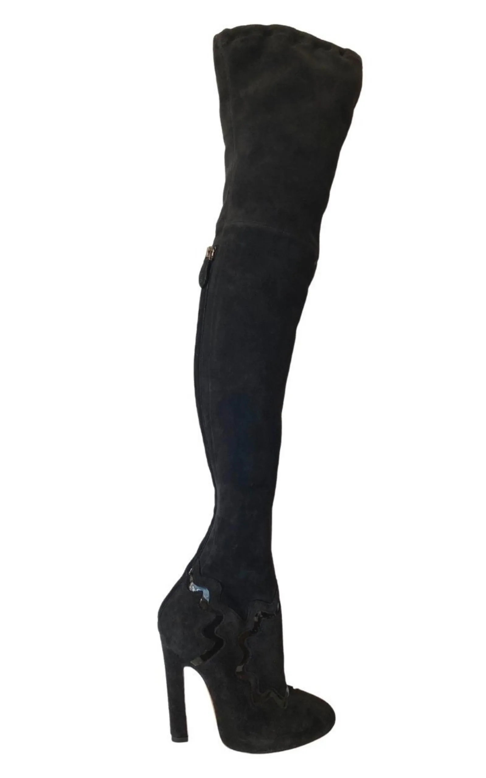 Thigh High Black Leather Studded Boots