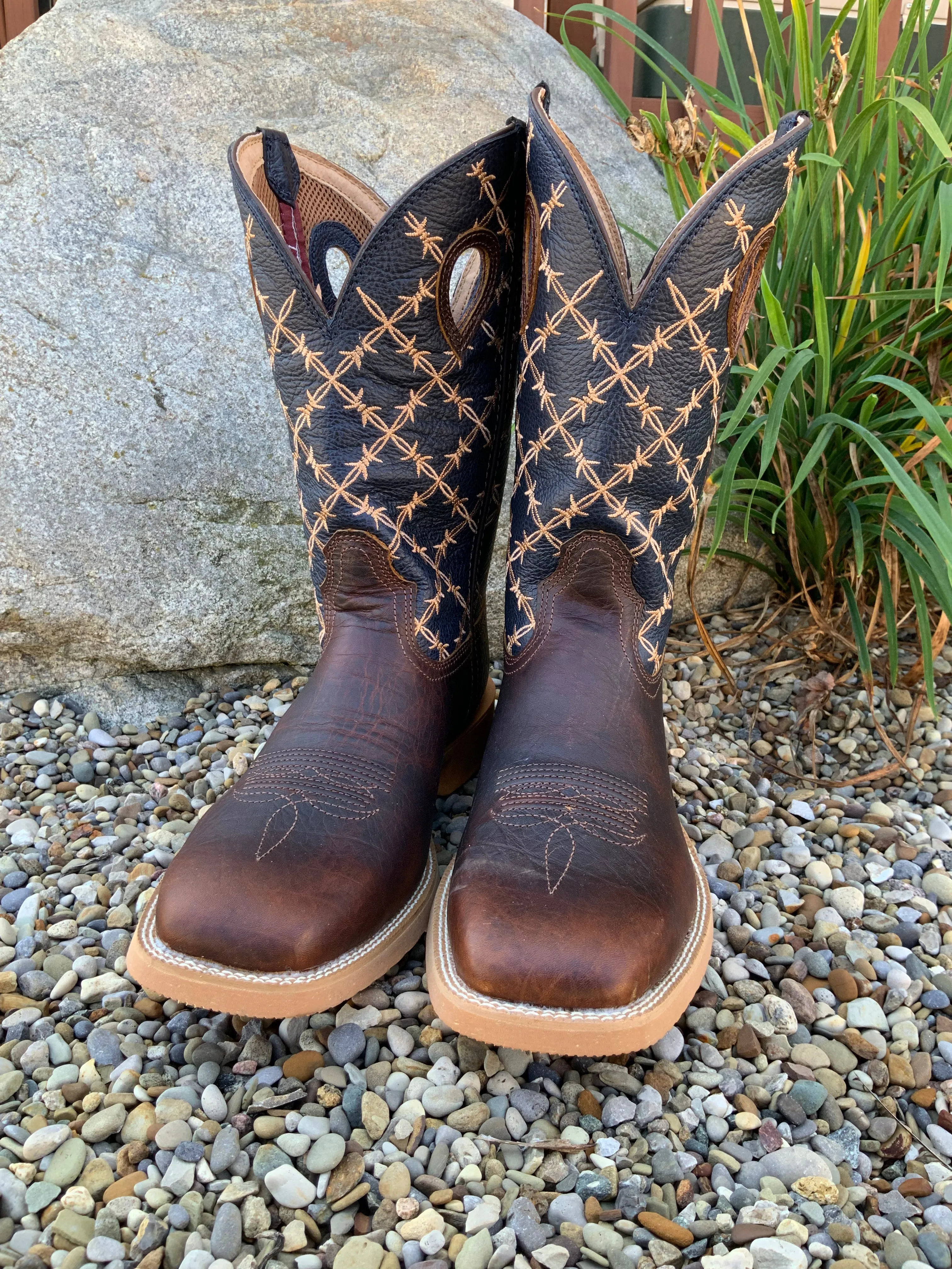 Twisted X Men's 12” Rustic Brown & Navy Western Work Boots With Cell Stretch MXTR004