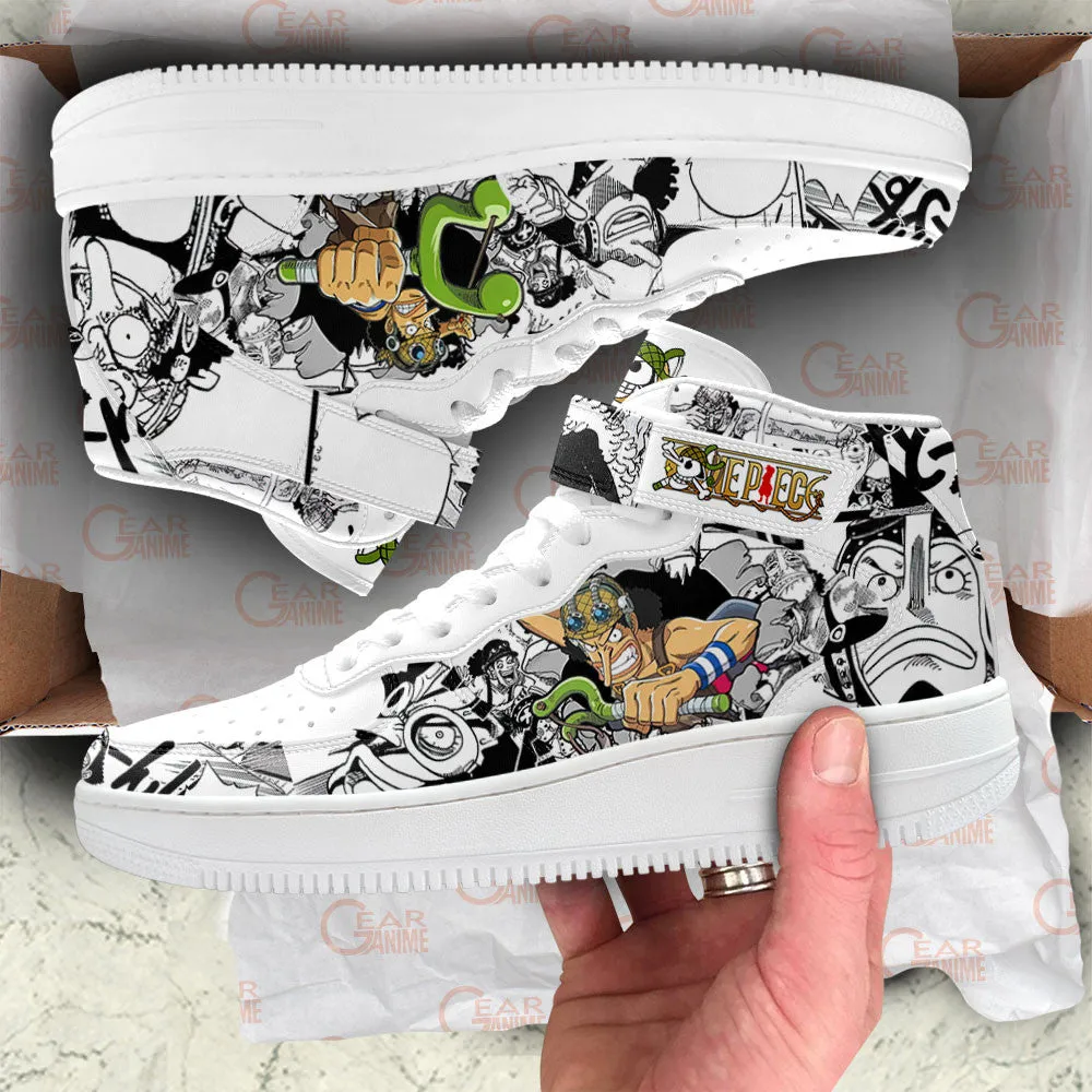 Usopp Sneakers Air Mid OP Custom Anime Shoes Mix Manga