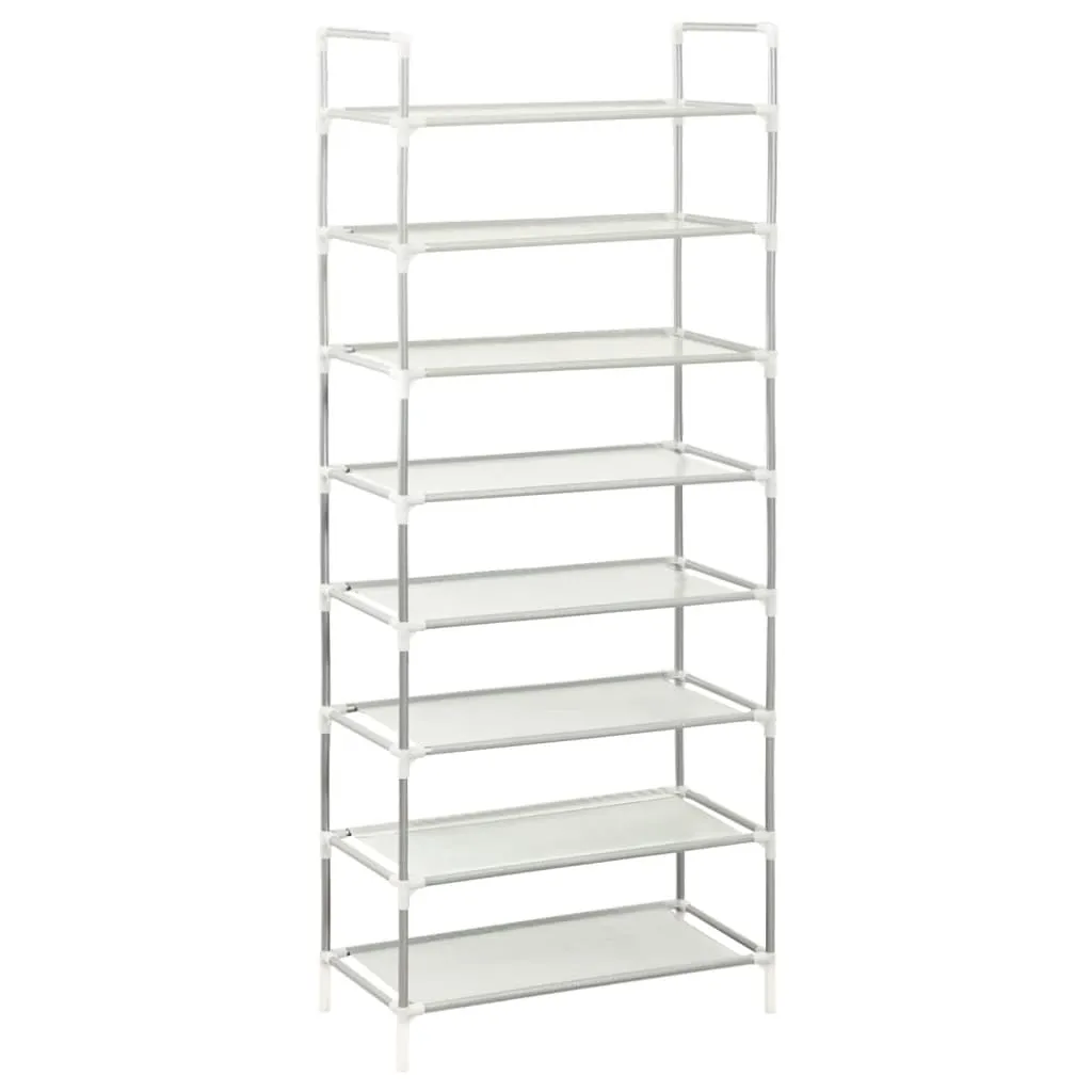 vidaXL Shoe Rack with 8 Shelves Metal and Non-woven Fabric Silver