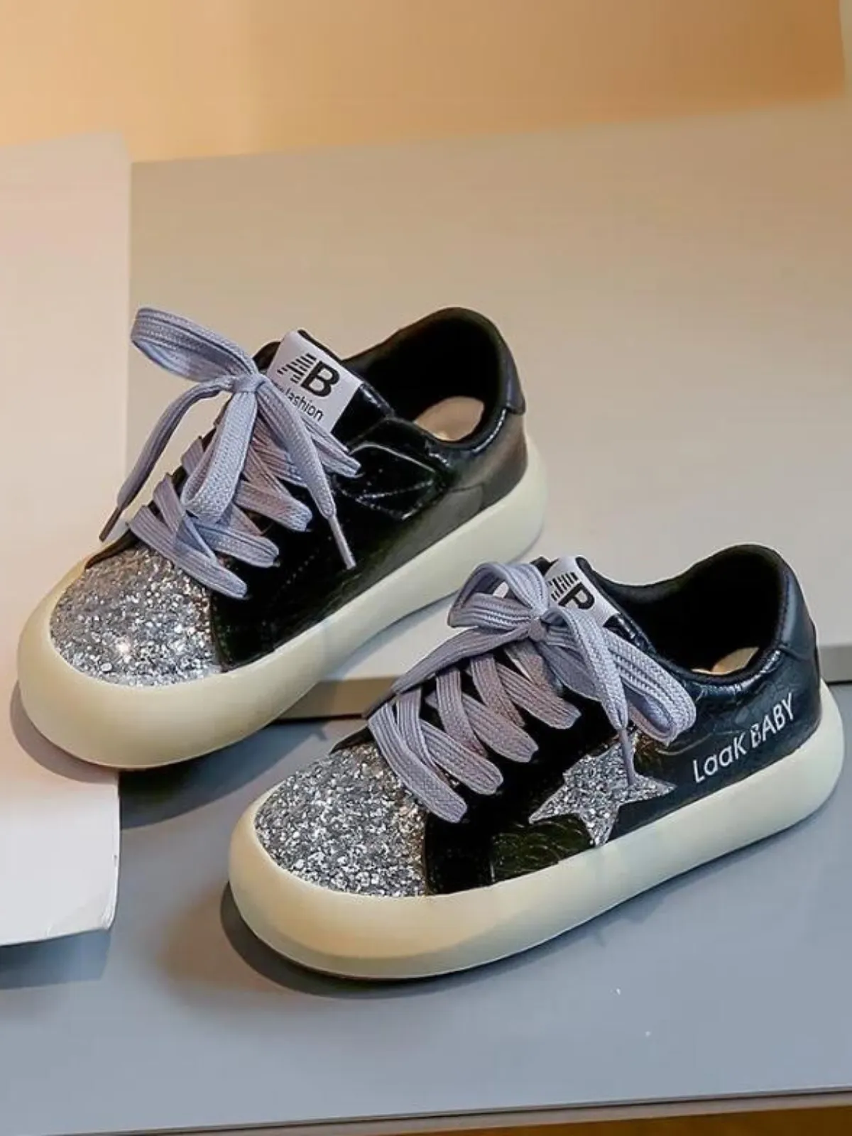 Walking With Sparkle Glitter Star Sneakers By Liv and Mia