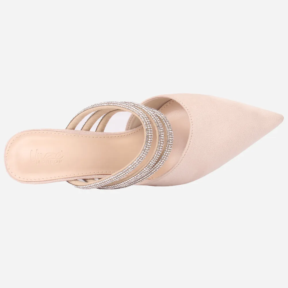 Women "VINCE" Diamante Slip On Sandals