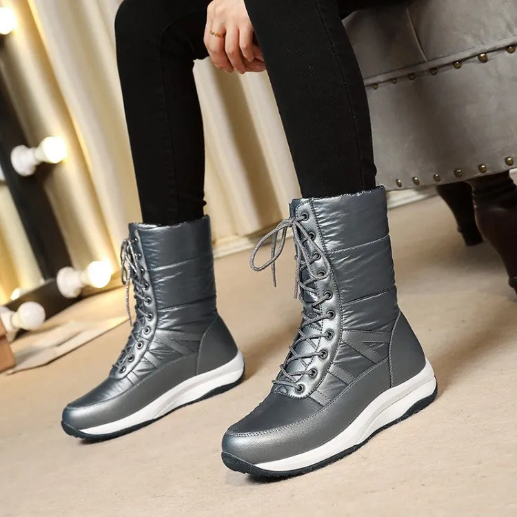 Women's Platform Wedges Heels Winter Down Mid Calf Snow Boots