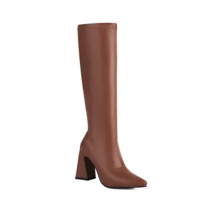 Women's Pointed Toe Block Heel Knee High Boots