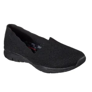 WOMEN'S SKECHERS BLACK SEAGER - STAT COMFORT SHOES 49481 BBK