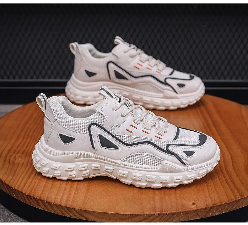 xiangtuibao New Lace-up Casual Shoes for Mens Outdoor Walking Shoes Non-slip Men's Sport Shoes Fashion Mesh Shoes Breathable Sneakers