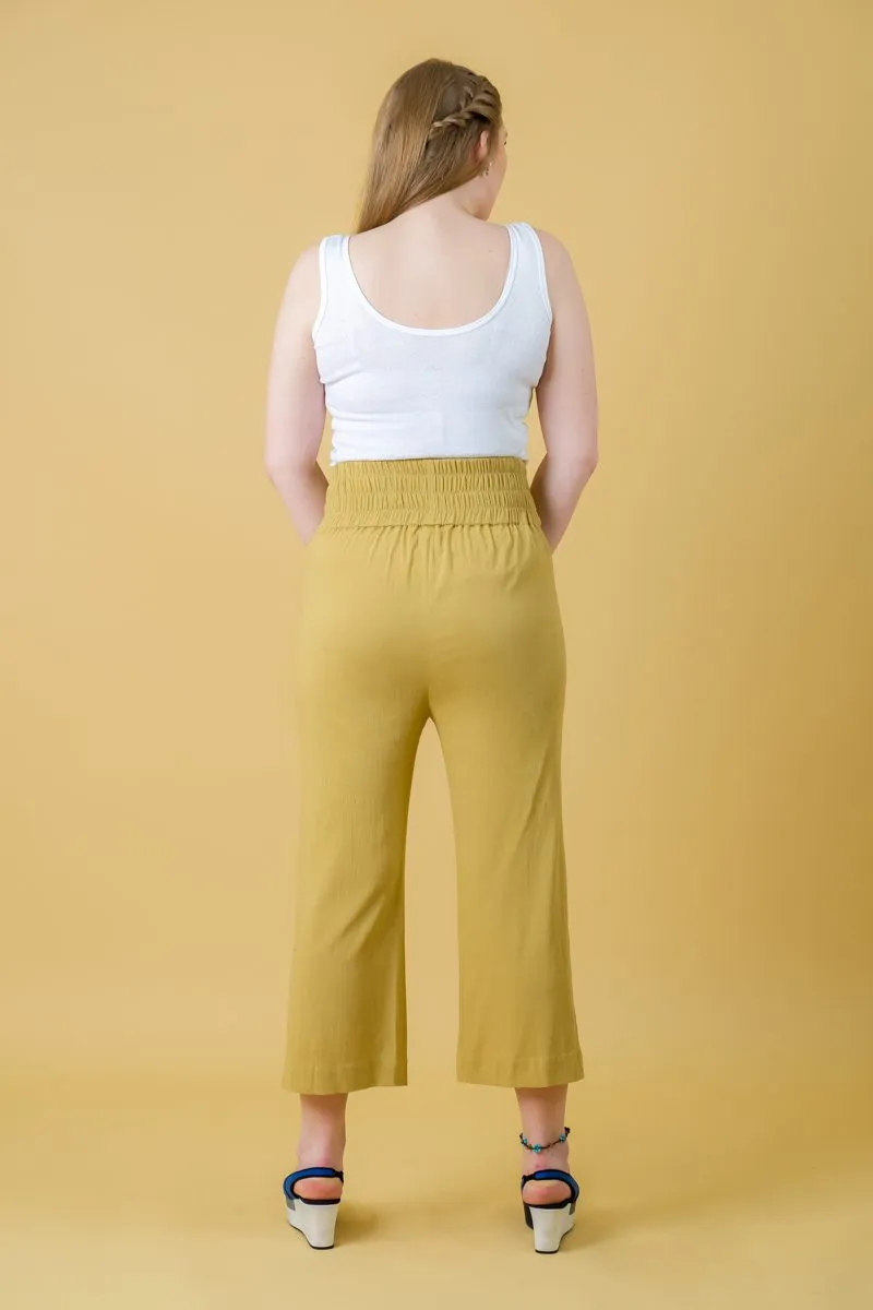 Yellow Ankle Length Women's Tummy Shaper Pants