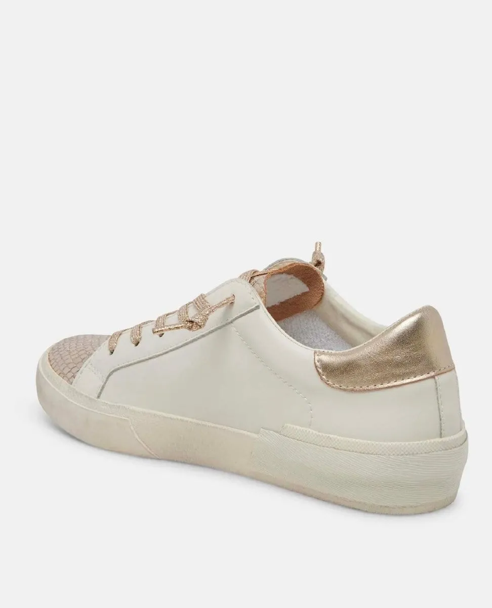 Zina Plush Sneakers White Gold Leather