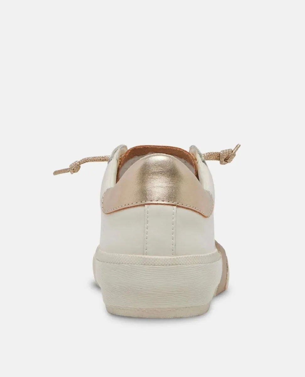 Zina Plush Sneakers White Gold Leather