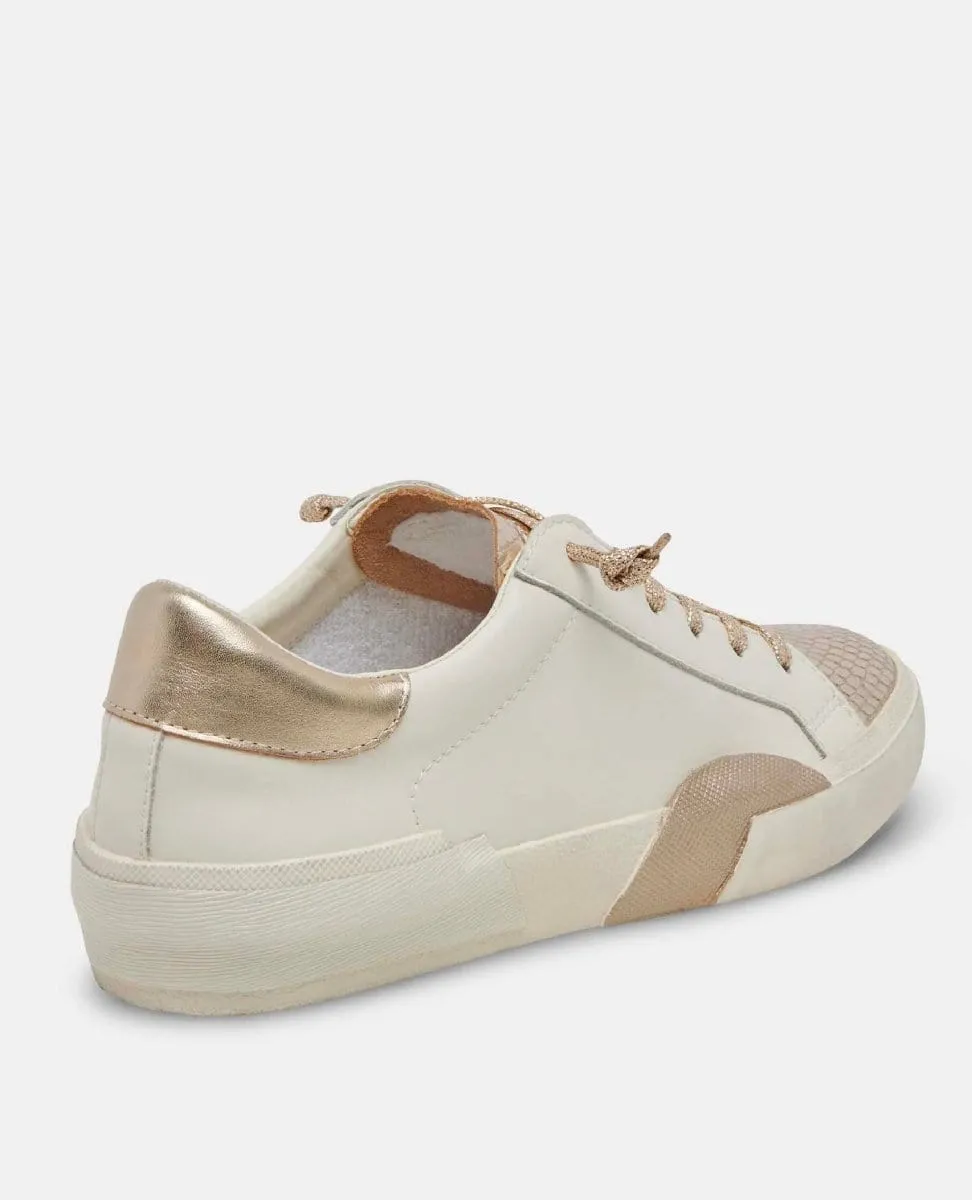 Zina Plush Sneakers White Gold Leather