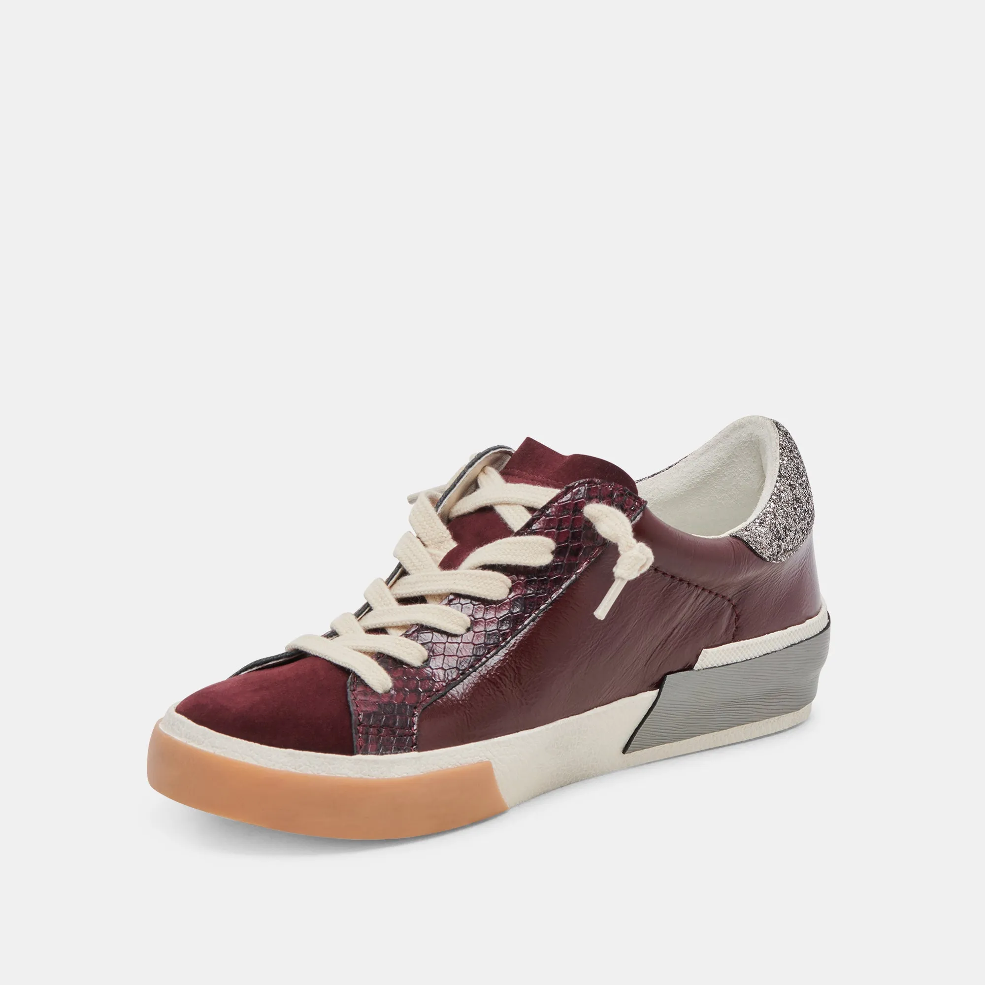 ZINA SNEAKERS BURGUNDY CRINKLE PATENT