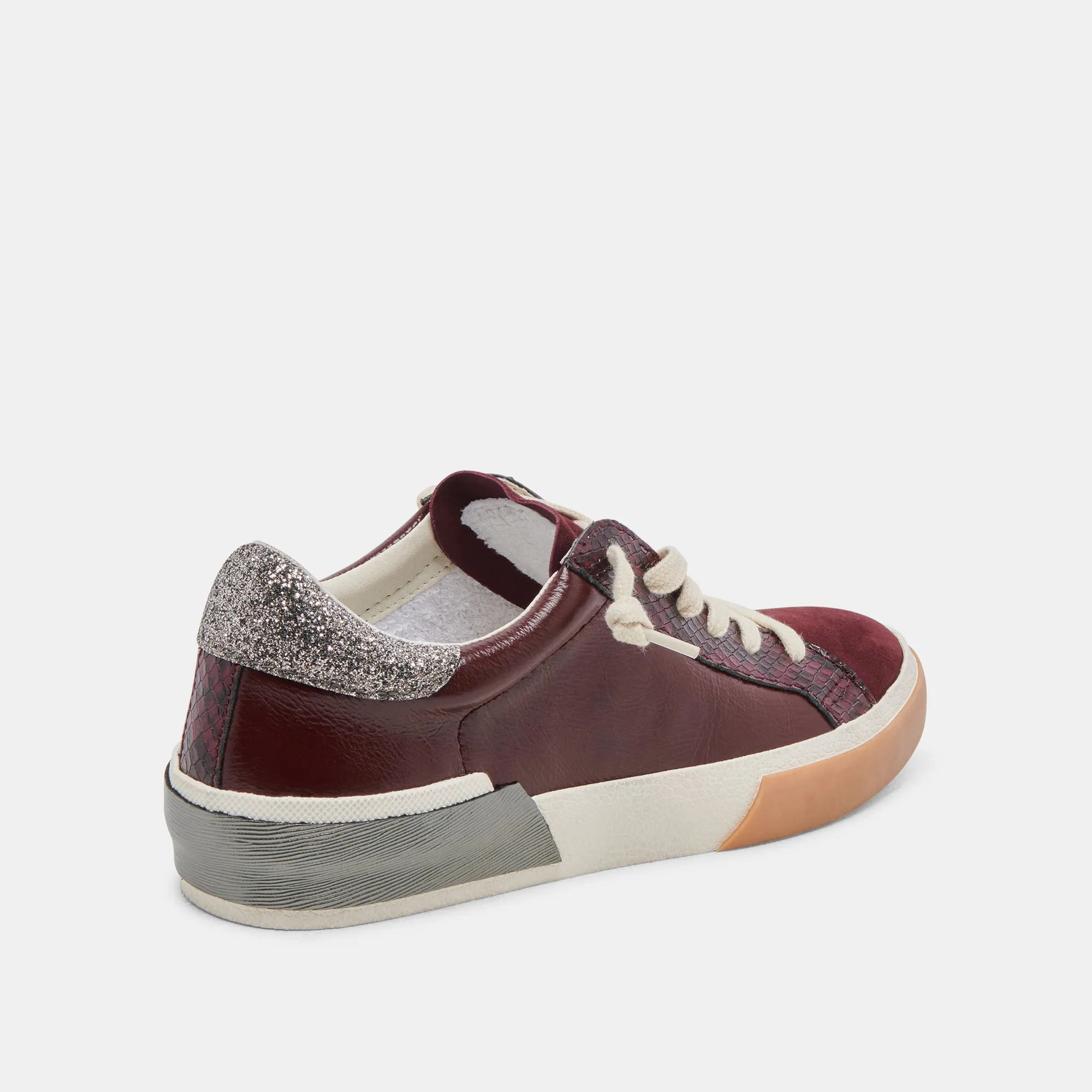 ZINA SNEAKERS BURGUNDY CRINKLE PATENT